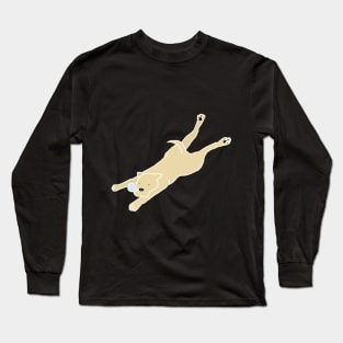 Lazy Dog Sploot, Creme Long Sleeve T-Shirt